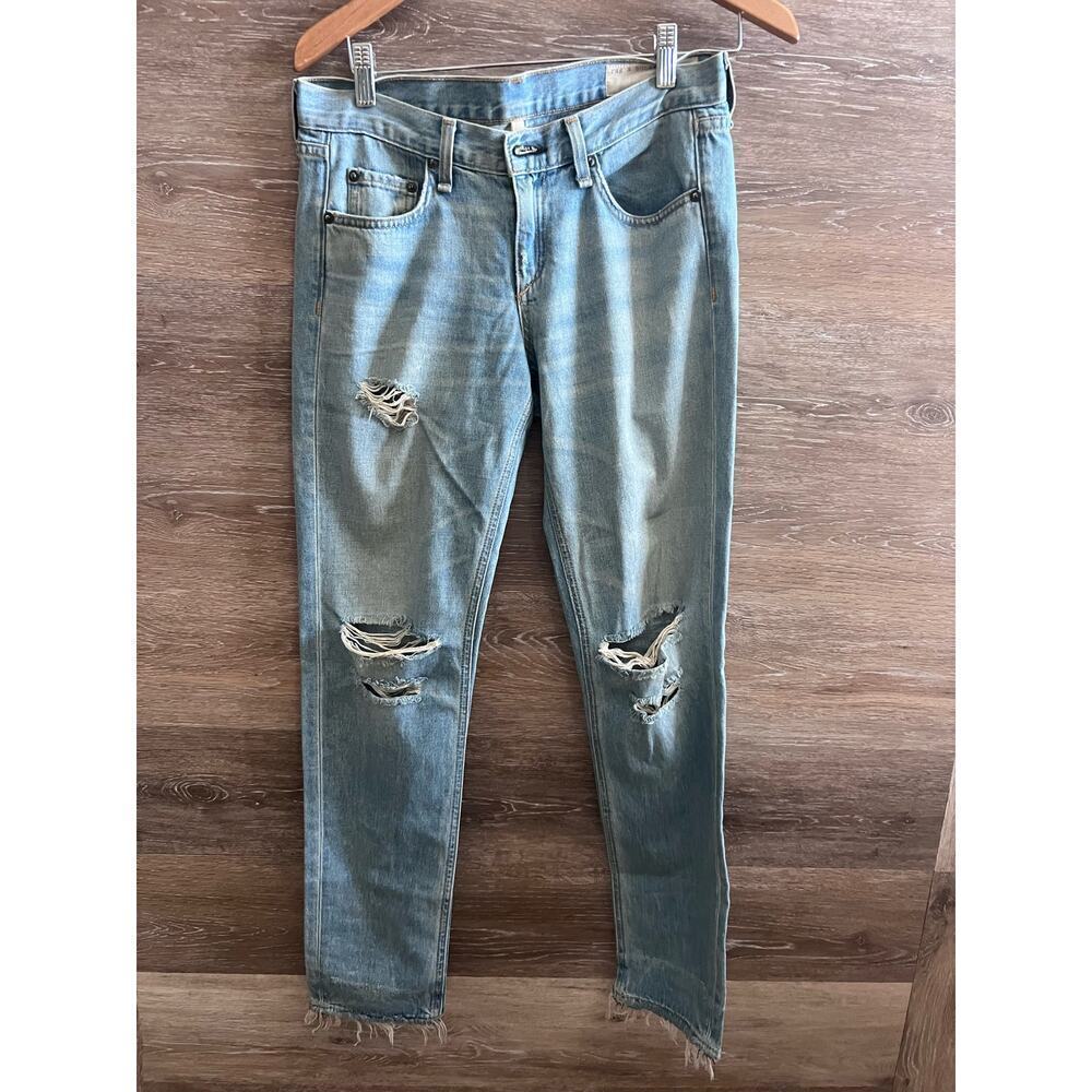Rag and Bone jeans distressed size 24 boyfriend light wash